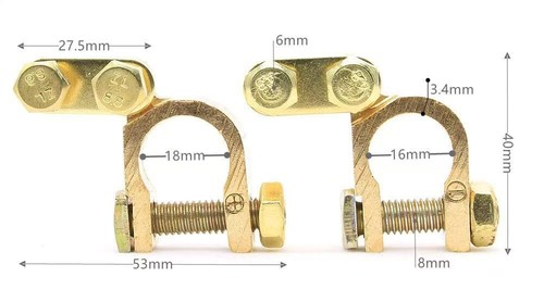 Brass Battery Terminal Connectors Top Post Battery Terminals Clamp Set for Ma... - Picture 4 of 9