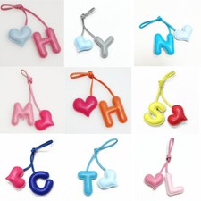 Cute Real Leather Love Heart Letter Hanger Keychain Bag Charm Pendant Ornaments