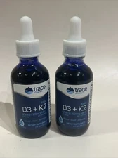 QTY:2 D3 + K2 Drops Trace Minerals Ionic 2 oz Liquid Expires 03/2026. Free Ship