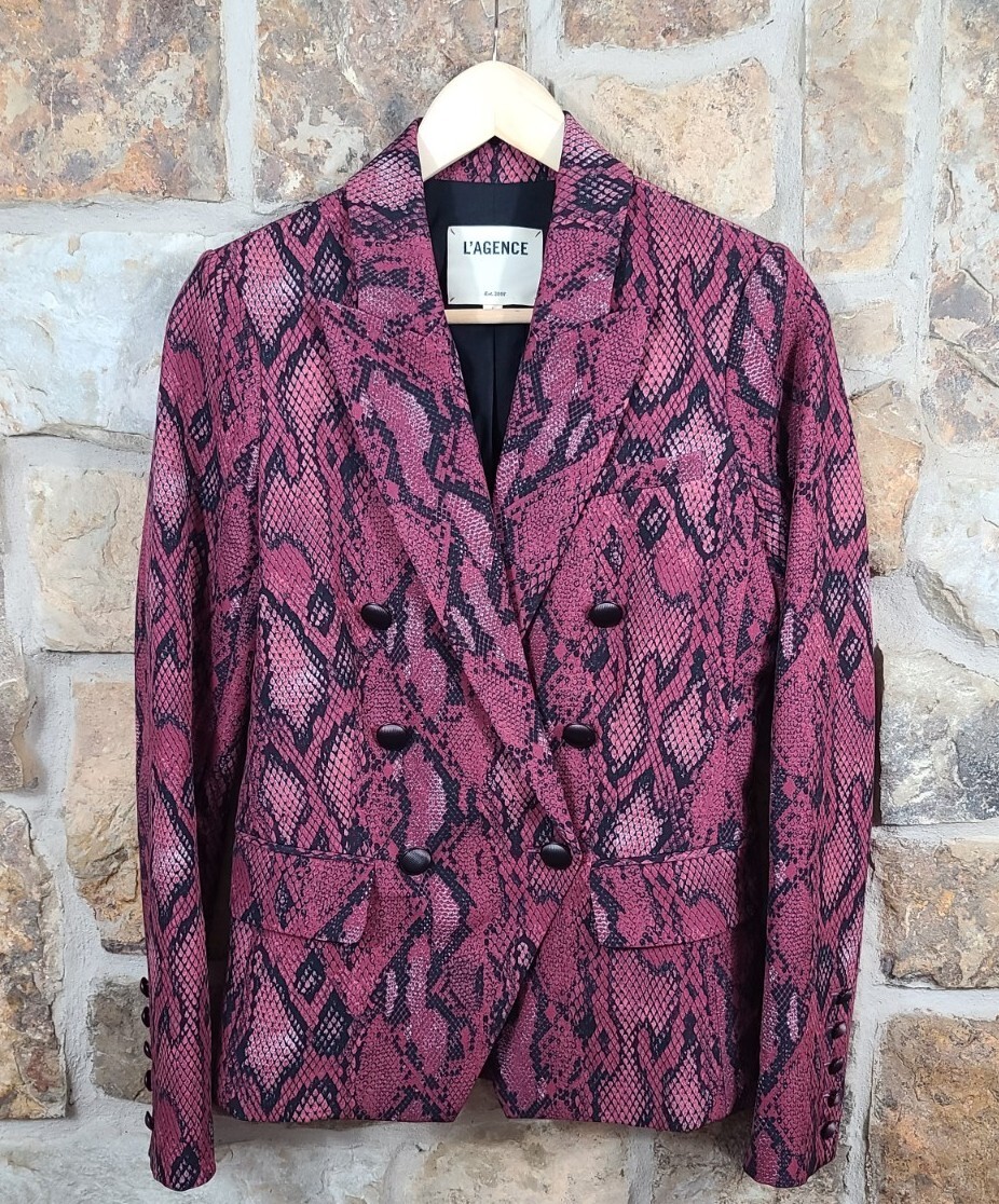 L'AGENCE 2 Kenzie Python Print Blazer Jacket - image 2