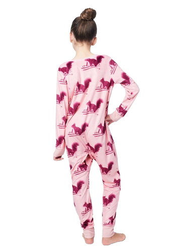 New Pink Justice One Piece Union Suit Squirrels Pajamas PJS Size M 10 NWT - Picture 2 of 3