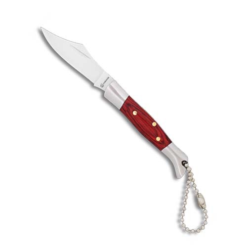 LLAVERO CON NAVAJA HOJA 5 CM MANGO STAMINA ROJA, LLAVES CAMPING KNIFE