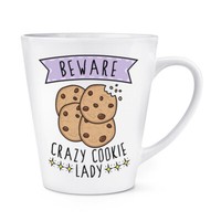Beware VerrüCkte Cookie Damen 341Ml Latte Becher Tasse Lustiger Witz Essen Kekse