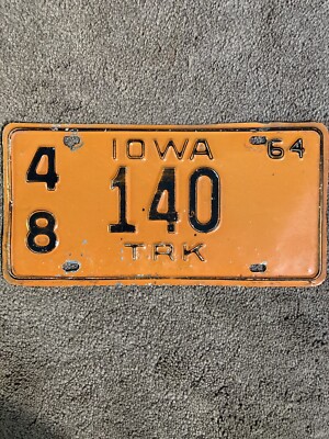 1964  Iowa Truck License Plate - 48 140 - Nice!