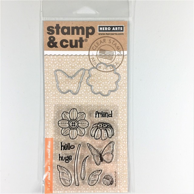 Hero Arts Stamp /& Cut Butterfly And Flower Clear Stamp Die Set Ladybug Friend