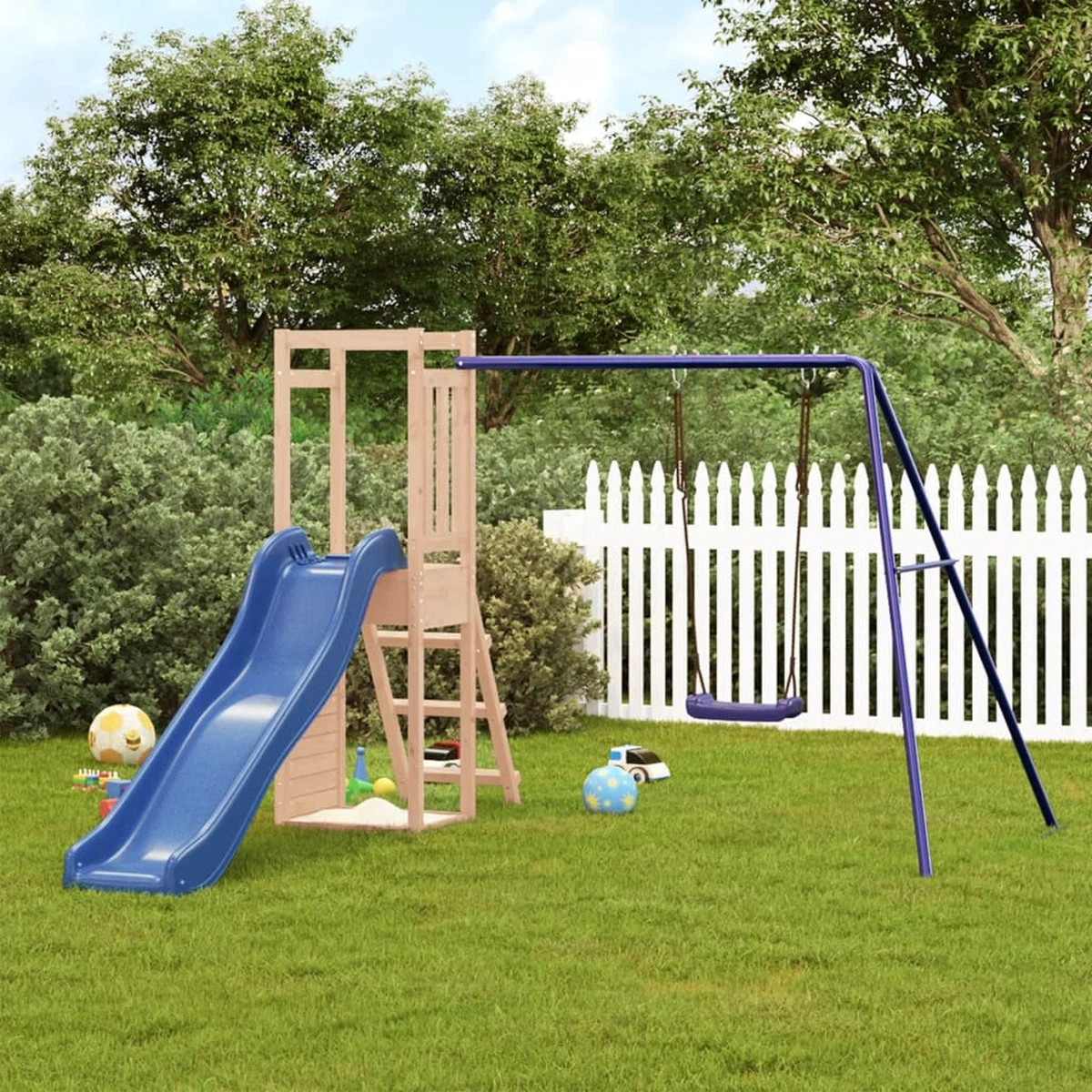 Playhouse with slide and swing deals