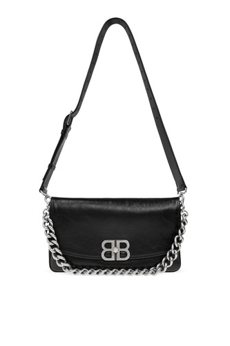 BALENCIAGA BB Soft Medium $2850 Black Leather Shoulder Bag New And Authentic