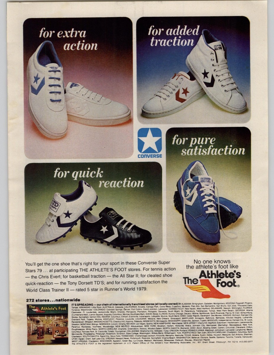 1979 The Athlete's Foot Sporting Goods Store Vintage Print Ad Converse  Shoes Pic