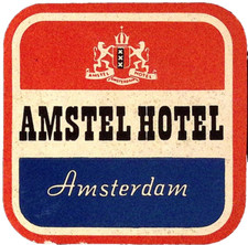 Amstel Hotel Amsterdam Netherlands Vintage Souvenir Luggage Label 3.75 x 3.75"