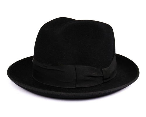 NWT BARBISIO Homburg HAT felt black 