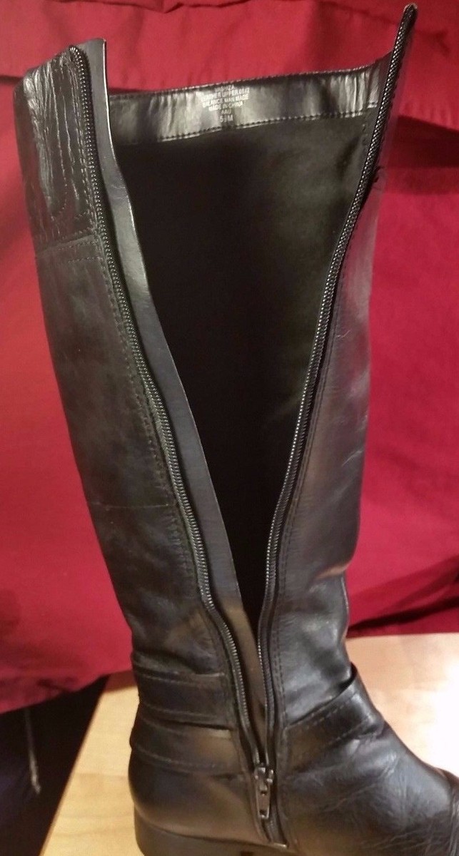Bottes D'équitation Nine West Vintage – Cuir Noir, Taille 5.5, Genou, Occasion Bien Entretenues
