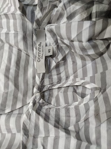 Comma women's blouse size L ivory taup striped - Picture 6 of 12