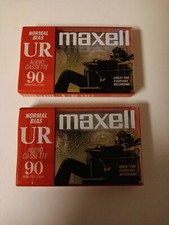 Maxell UR 90 Minute Lot of 2 Blank Audio Cassette Tapes Normal Bias NEW Sealed