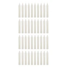 40 pcs Unscented Metallic White Exquisite Mini Taper Candles 4 Inch Tall x 1/...