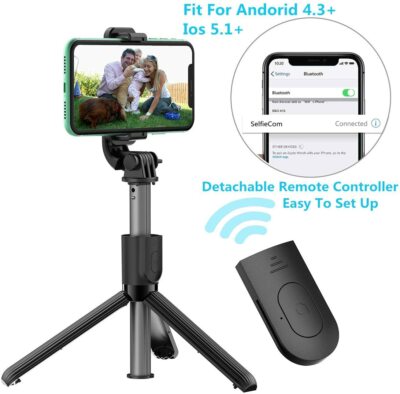 Portable Selfie Stick Handle Grip Pocket Tripod [360° Rotatable] for Travel Vlog