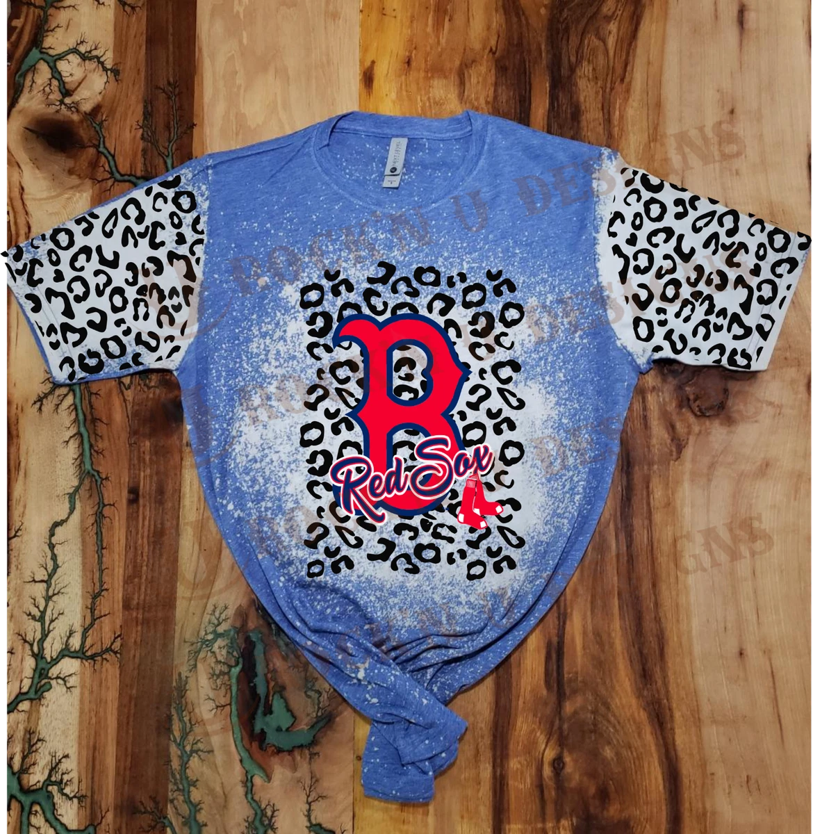 Custom Unisex T-shirt BOSTON RED SOX - LEOPARD BASEBALL Design