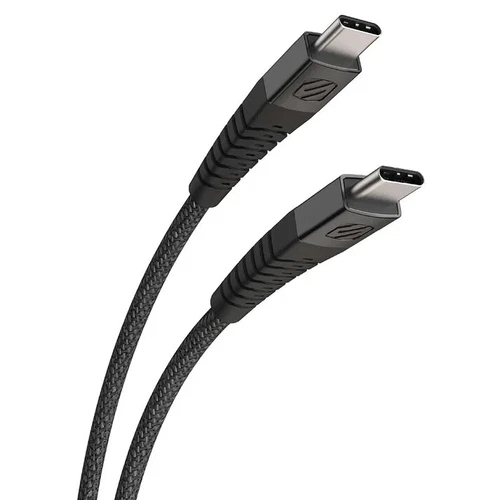 Scosche Strikeline Heavy-Duty USB-C to USB-C Braided Cable 4ft, Black/Space Grey