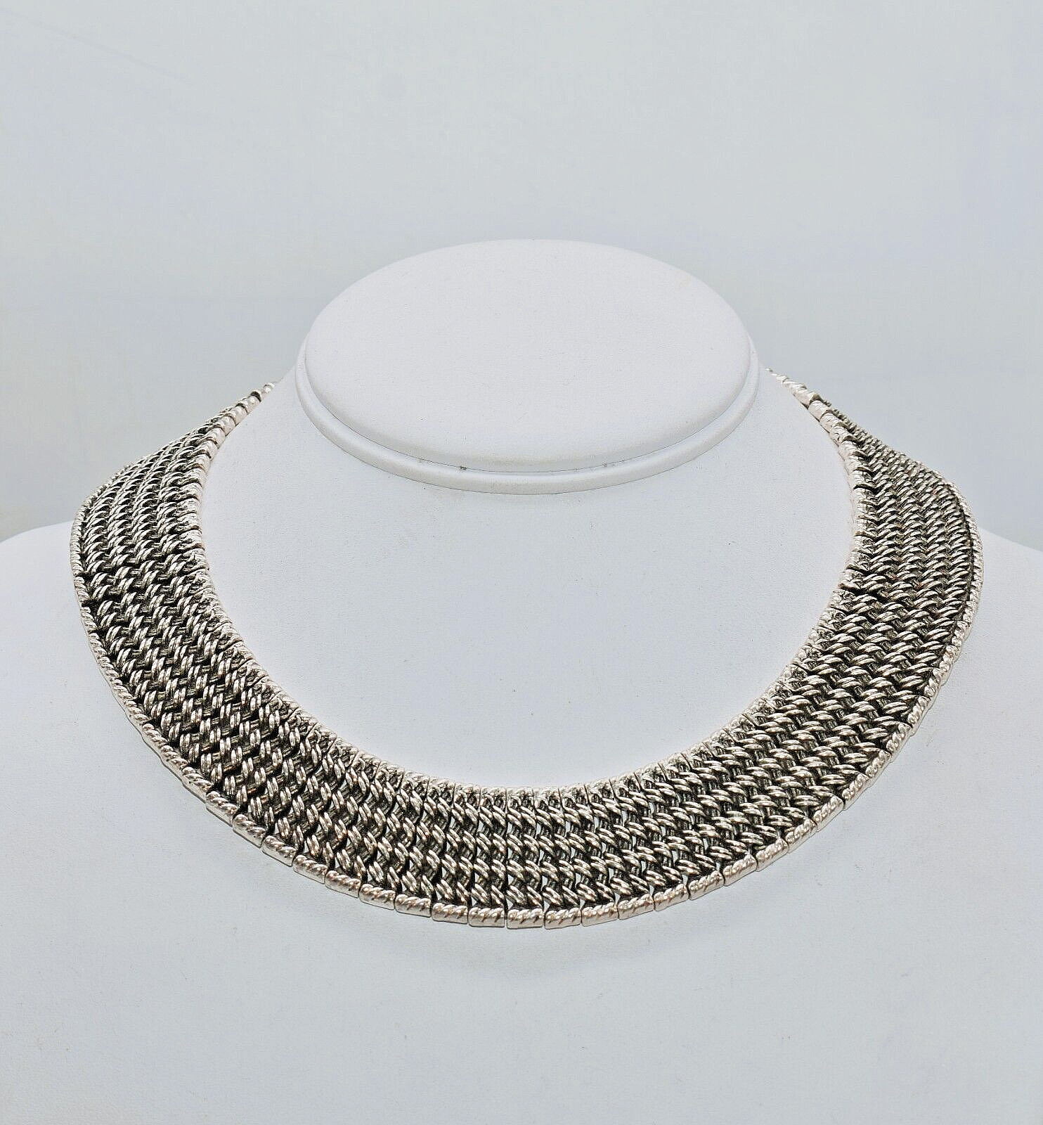 Napier Silver Tone Textured Link Statement Neckla… - image 4