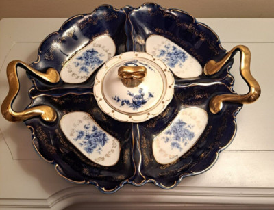 Thun 1794 Karlovarský Porcelán Original Kobalt Blue- 4 section server