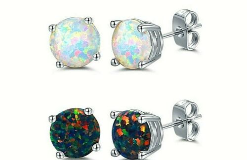 Opal & Mystic Topaz Stud Earrings in Sterling Silver - 2 ct. each - Afbeelding 1 van 2