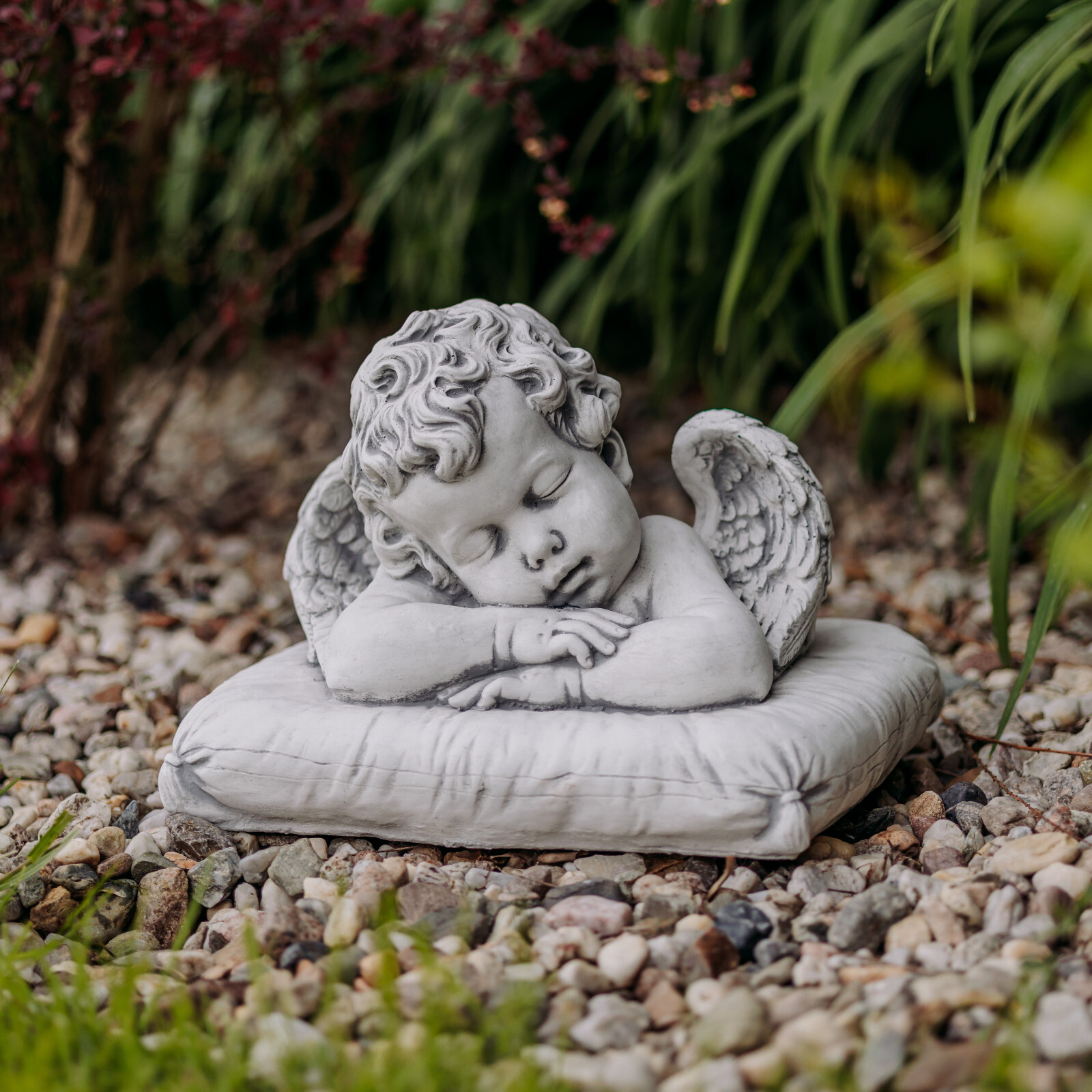 Angel Grave Decoration Angel Figure 24 Cm 20 Kg Gray Concrete Frost-Proof