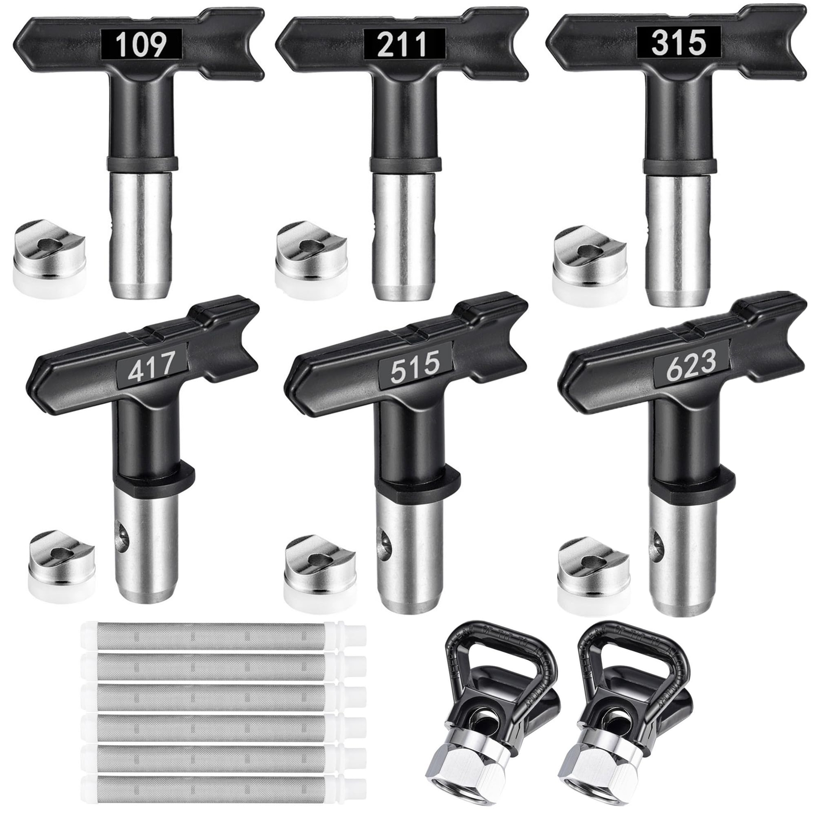 14 Pieces Airless Spray Tool Set, 6 Airless Paint Sprayer Tips, 6 Airless Pai...