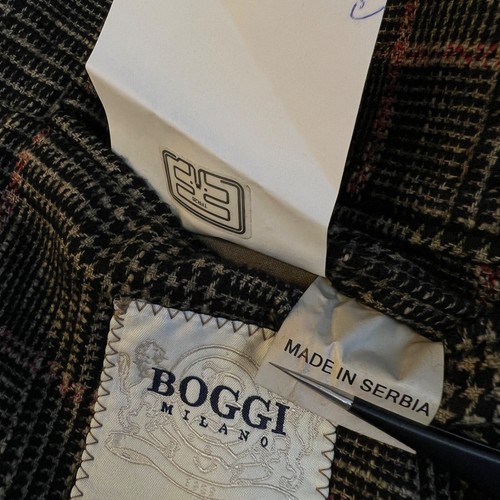 BOGGI MILANO 46 R men’s brown red flannel blazer easy formal cotton lana wool - Picture 10 of 11