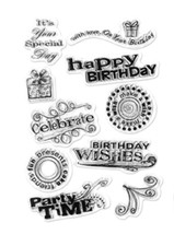 Forever in Time Clear Cling Rubber Stamp Happy Birthday Party Wishes Card Making