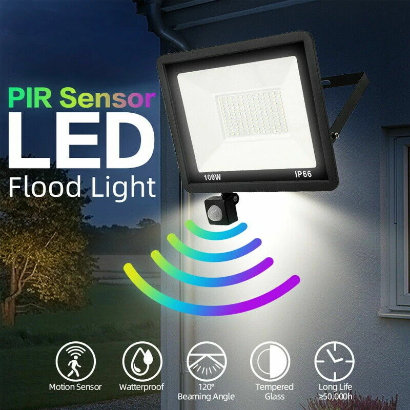10W 100W Led Floodlight Motion Sensor Security Flood Lights