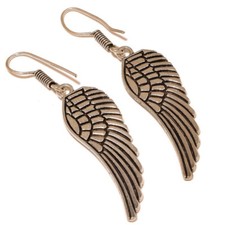 Angle Wings Silver Overlay Handmade Modern Artisan Feather Drop Earrings A832