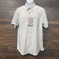 Wrangler ATG Polo Shirt Adult Large Logo Tan Casual Men Golf Gorpcore Hiking