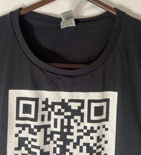 T-shirt nera QR Code manica corta scherzo ragazzo taglia M Rick Astley - Foto 3 di 5