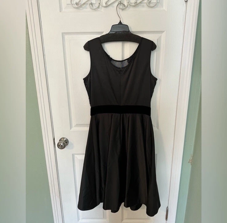 Vestido midi de fiesta J. Peterman negro sin mangas mezcla de seda lentejuelas talla 12 Foto 3 de 4