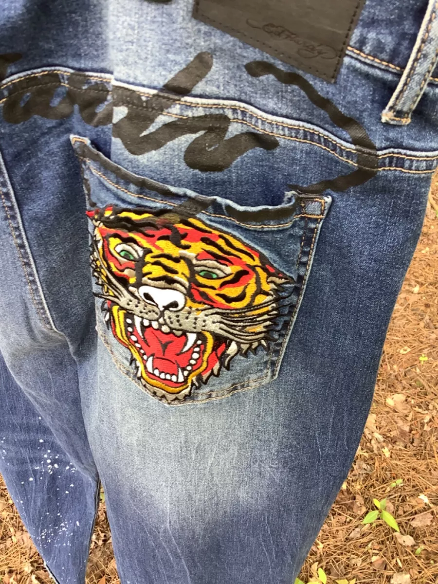 Hardy Denim Jeans Embroidered Tiger Y2K Patch Sz 40 NWT $150.00 MSRP | eBay