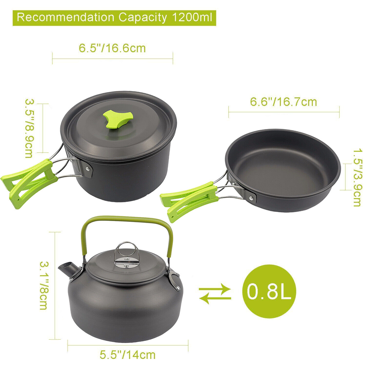 Camping Cookware Set Pot Pan Water Kettle Outdoor Compact Light