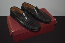 Bruno Magli Black Croc Embossed Leather Slip-On Dress Loafers Men's US 10 NIB