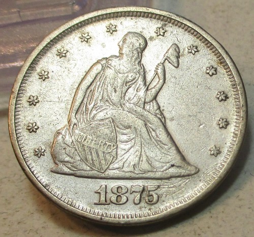 1875-P TWENTY CENT PIECE 20C **AU DETAILS - LIGHT SCRATCHES** RARE US COIN.