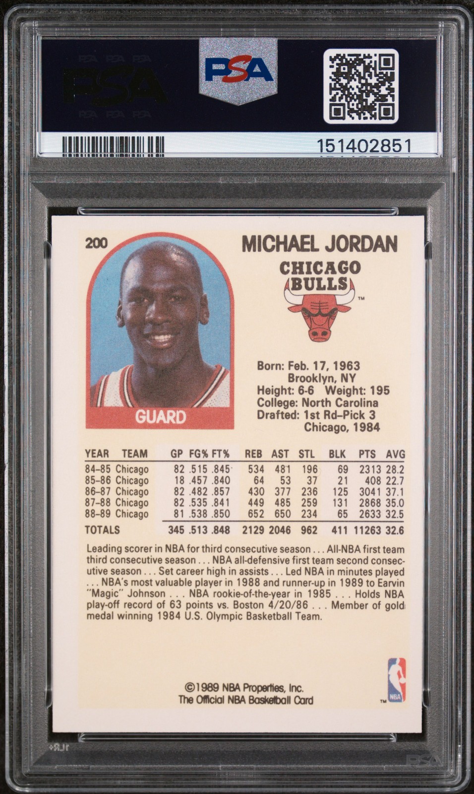 MICHAEL JORDAN 200 HOOPS PSA 9 view 2