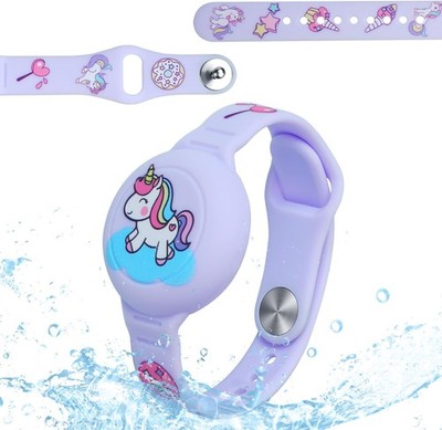 AirTag Armband Kinder wasserdicht Silikon Halter GPS Tracking Anti-Verlust Lila