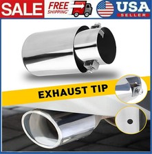 Silver Car Stainless Steel Rear Exhaust Pipe Tail Muffler Tip Round Accessories
