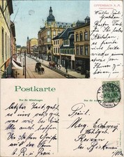Offenbach (Main) Frankfurter Straße, Pferde Fuhrwerke, Geschäfte 1912