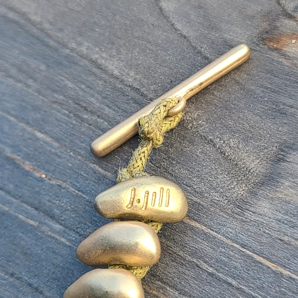 Pulsera J. Jill JJill Océano Azul Cristal de Mar Color Dorado Cuentas Envolvente Tejida Cáñamo Foto 4 de 4