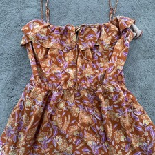 J.CREW Dress Womens XS Orange Maxi Sundress Off The Shoulder Smocked Ruffle