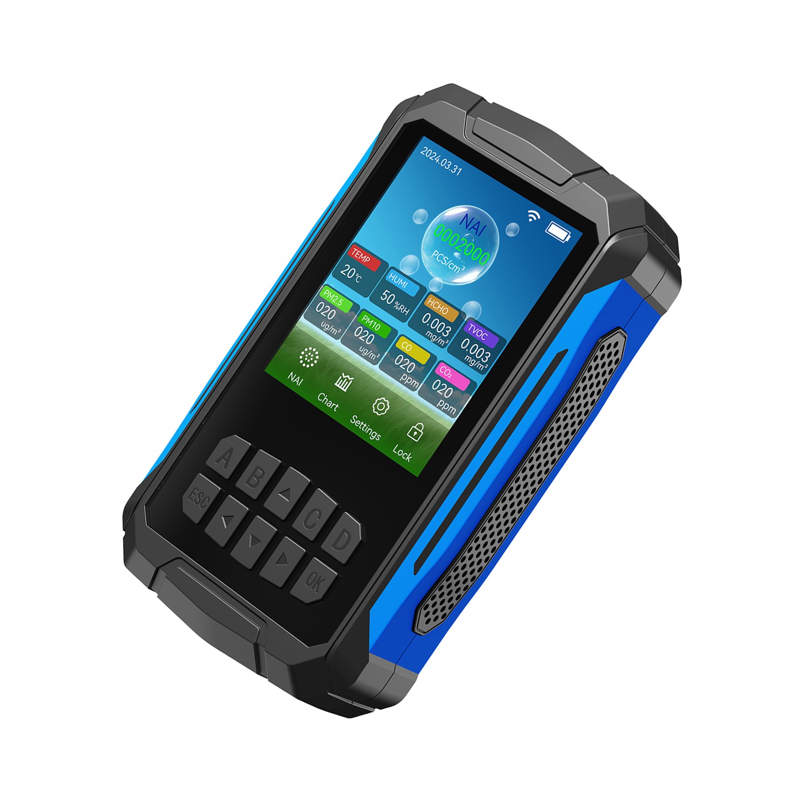 .Air Quality Detector Ionizer Meter Alarm Function Portable Air Tester With