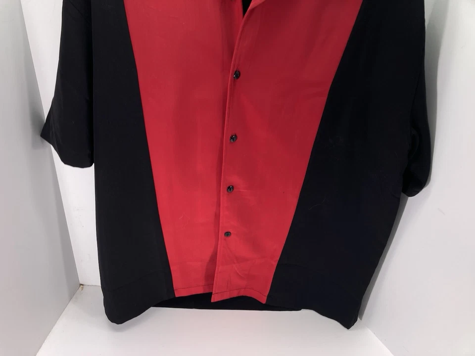 Jim Beam Cabana Bowling Shirt Men Large Red Black Button Short Sleeve Polyester - Image 3 of 4