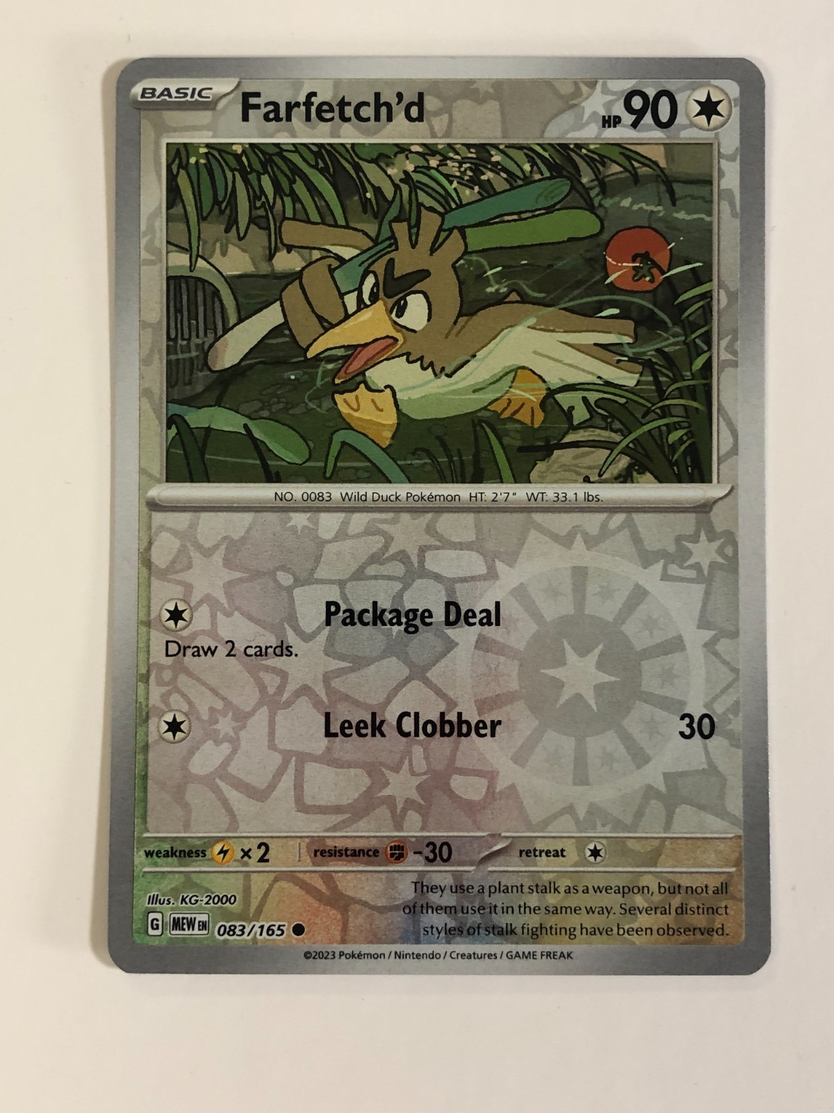 Pokemon TCG 151 Reverse Holographic Farfetch'd 083/165 Near Mint