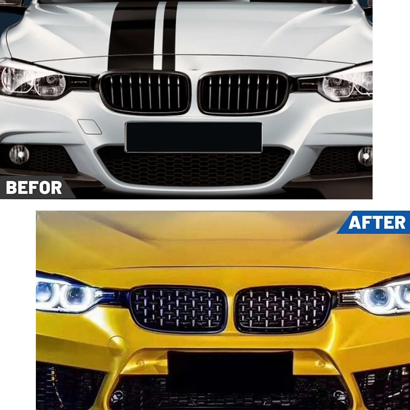 Chrome Diamond Front Kidney Grilles For BMW 3 Series F30 328i 335i F31 2012~2017 Foto 4 de 4