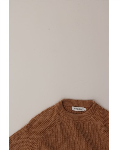 CALVIN KLEIN Womens Crew Neck Jumper Sweater UK 10 Small Brown Wool CV11 - Picture 4 of 4