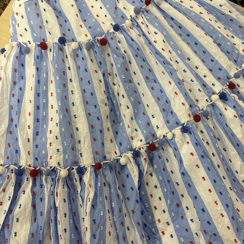 Tommy Bahama Kids Girls Blue White Red Striped Pom Pom Dress Strappy Lined Sz 10 - Picture 6 of 16
