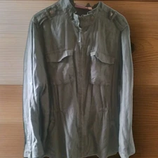 EVRI Army Green Utility Jacket Drawstring Waist Lightweight Plus Size 1X